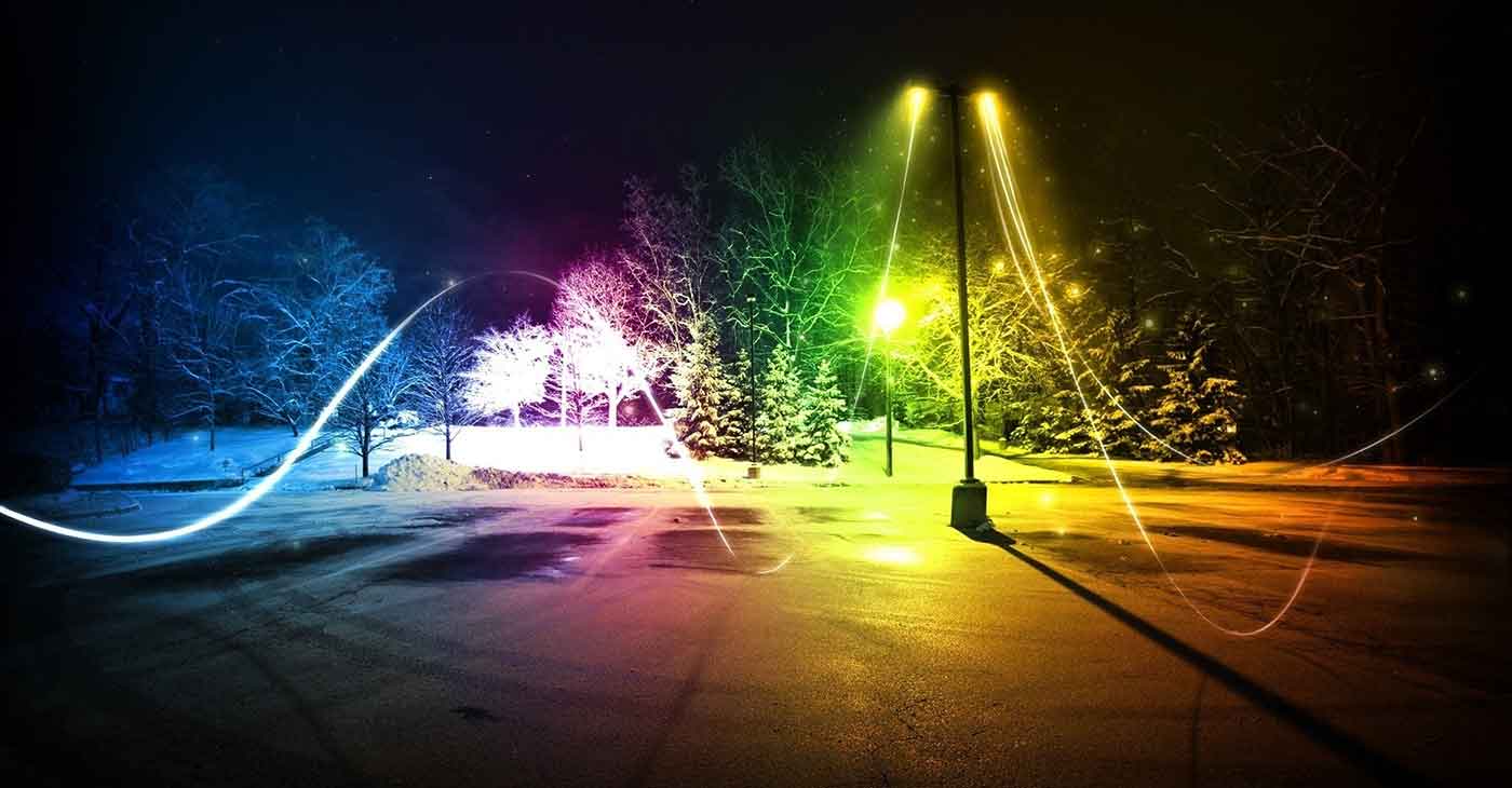 Image de fond d'un parc psychédélique.